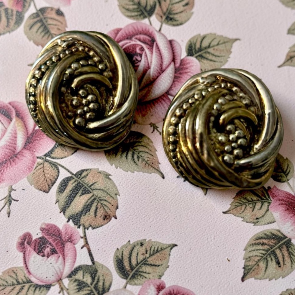 Vintage Signed JEM 925 Sterling Silver Gold Vermeil Statement Earrings